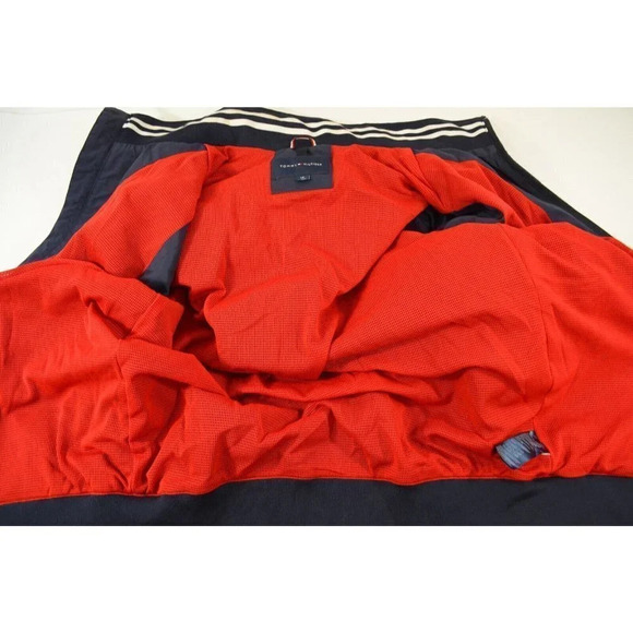 Tommy Hilfiger Mens Yacht Jacket Regatta Striped Full Zip Hooded Small Preppy - Picture 8 of 12